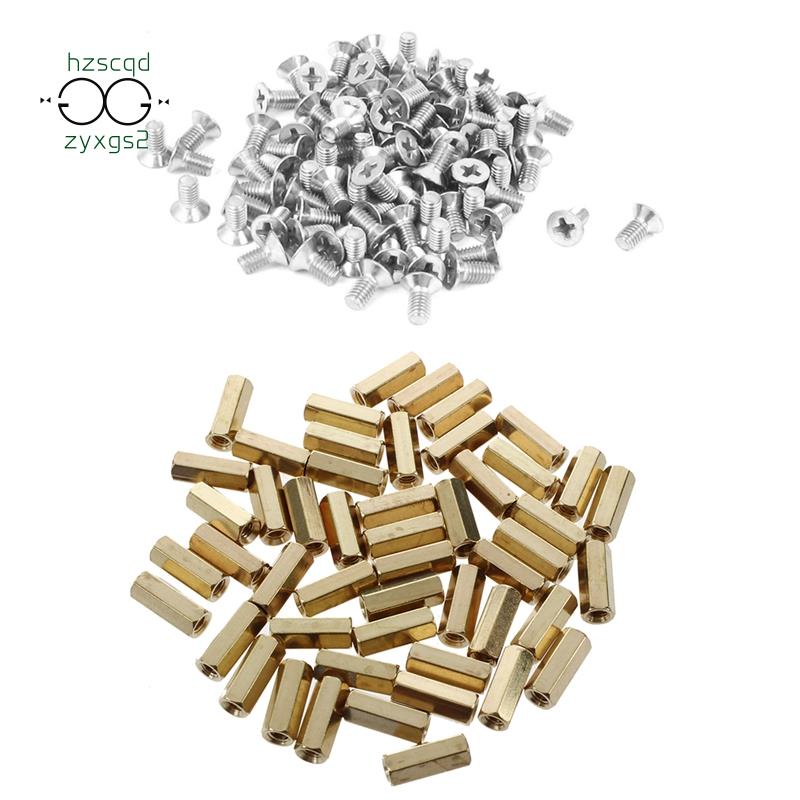 Aexit 50 Pcs M3 Brass Hex Standoff Spacers - 5mm Length, Male-Female Threaded