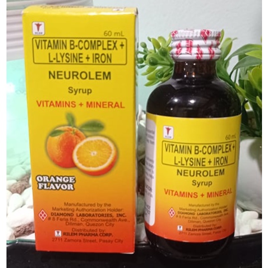 NEUROLEM Vit B Complex LLysine Iron 60mL Orange Flavor DR XY46812