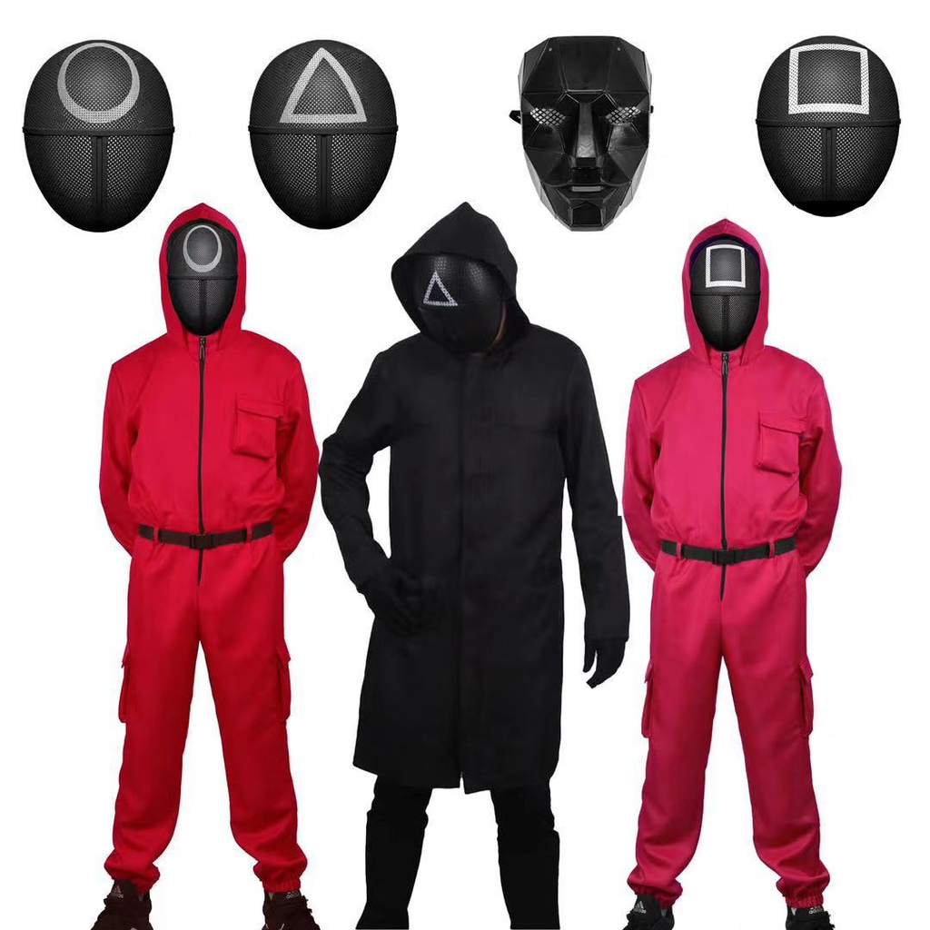 Squid Game Cosplay Costume Jumpsuit Boss Coat Mask Gloves Round Six Same Villain Red Costume 6960