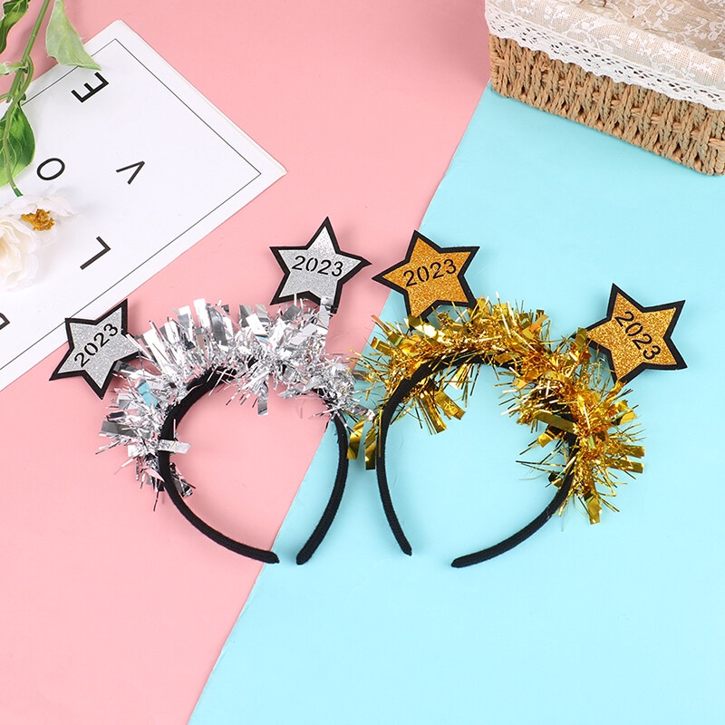 2023 Pentagram Headband Gold And Silver Happy New Year Headdress Hair ...