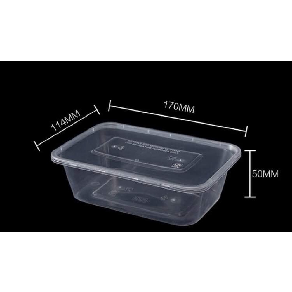 [300pcs] Rectangle Microwavable Food Container / Plastic tub (500ml ...