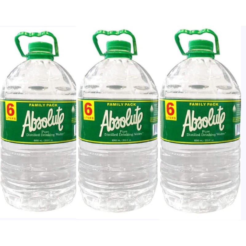 Absolute Pure Distilled Drinking Water Family Pack 3 Bottles of 6