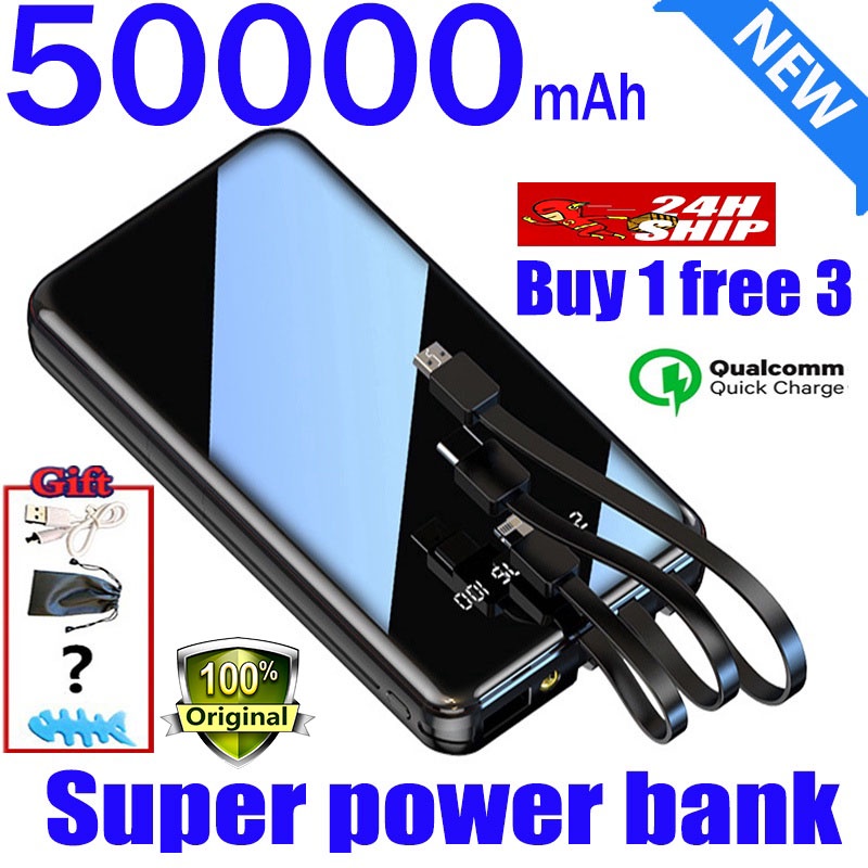 original 50000mah powerbank power bank Fast Charging Screen come with 3 ...