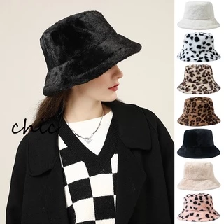 Faux Fur Winter Bucket Hat For Women Girls Fashion Rainbow Warm Fishing Cap
