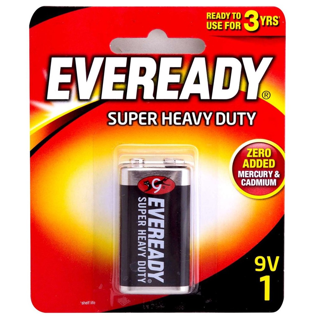 Eveready 9V Battery 9 Volts Carbon Zinc Batteries 1222BP1 Black Square ...