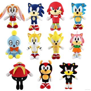 25-30cm Hot Sale Sonic Plush Toys Doll Classic Anime Tails Amy Rose Shadow  Knuckles Silver Soft Pillow Home Decor Toys Boys Gift