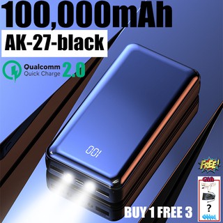 4 USB Output 100000mAh Power Bank Original Large Capacity 2.1A Fast  Charging buy1 free3