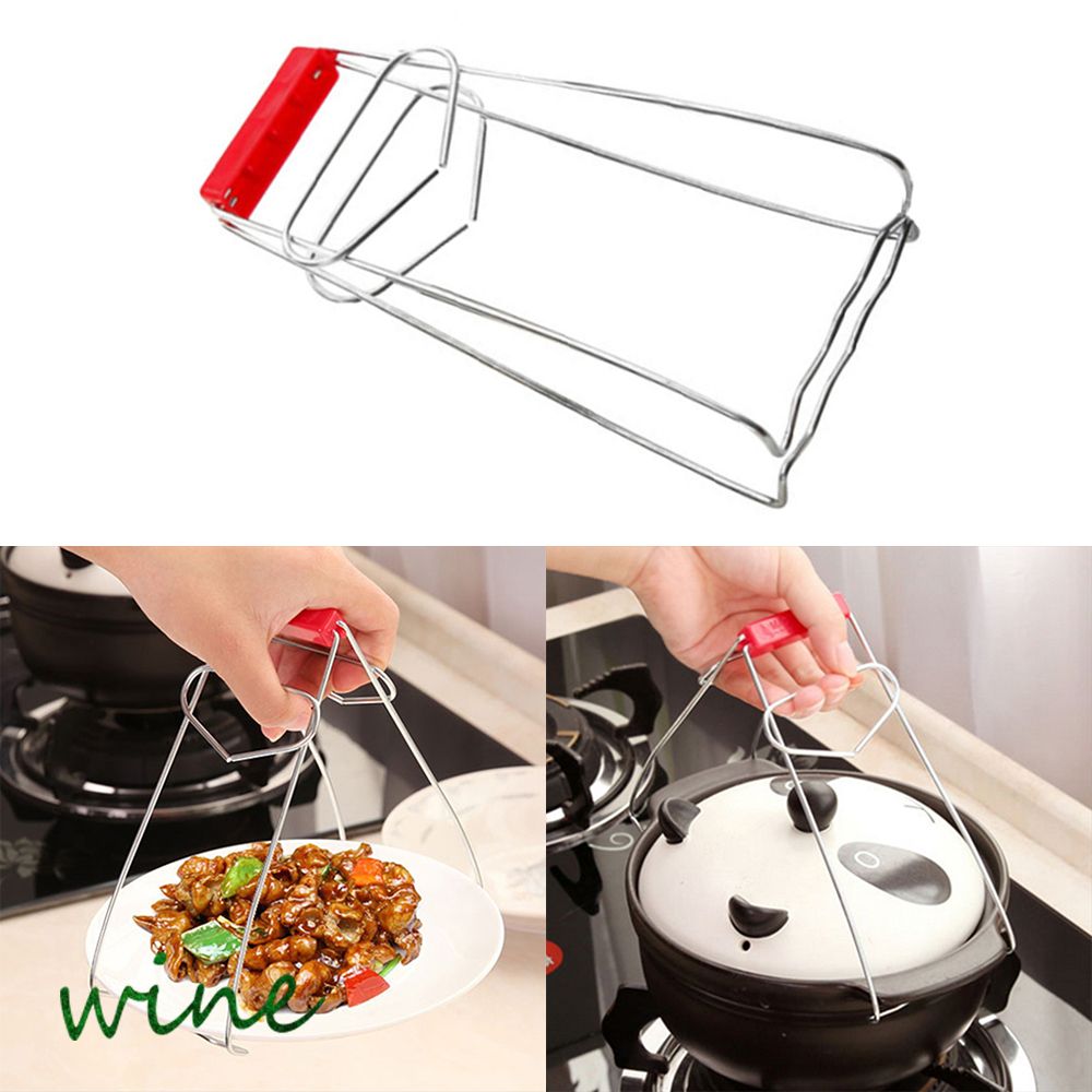 1pc Stainless Steel Foldable Hot Dish Plate Bowl Clip Pots Crockery Holder Clamp Tongs Kitchen