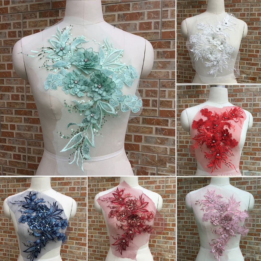 New Gray Green Pink Beaded Flower Patch Wedding Dress Veil Headdress ...