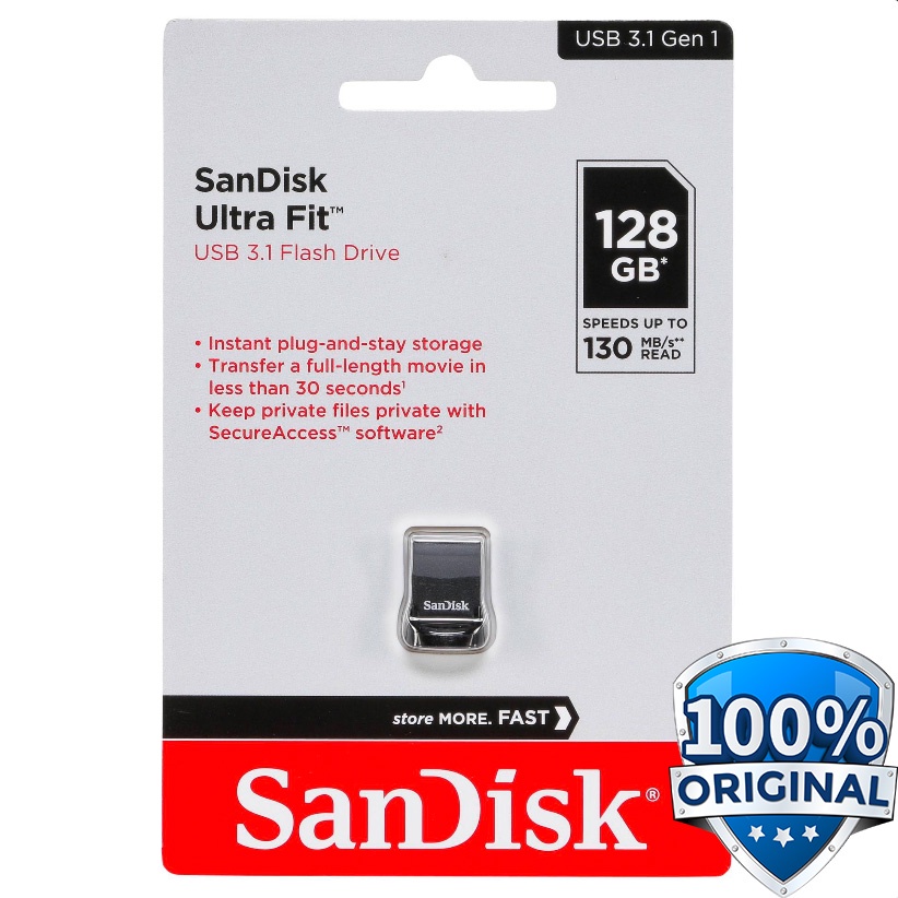 HITAM Usb Flashdisk Flashdrive 3.1 128GB Black SDCZ430 Sandisk Ultra ...