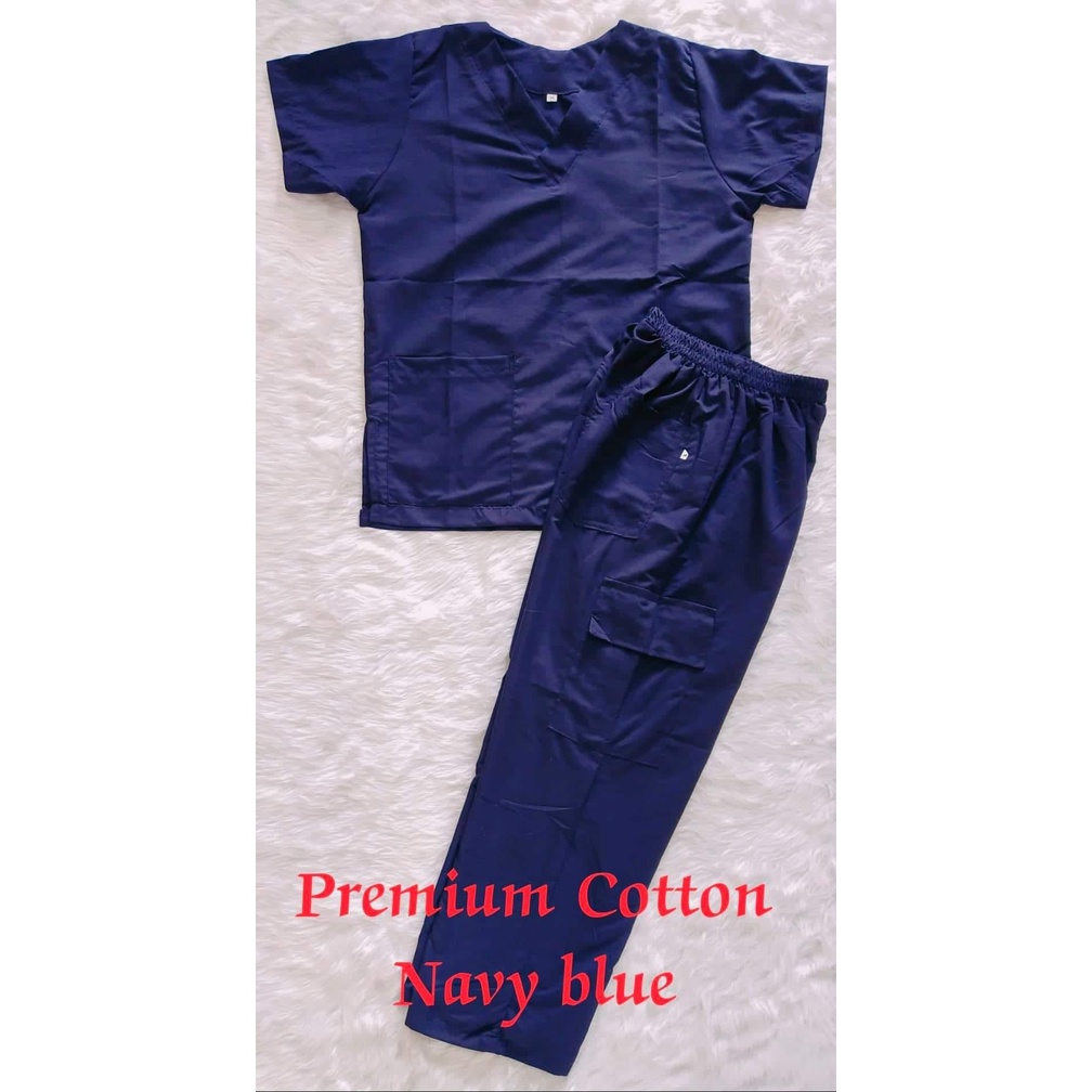 ISHURESHOP' SCRUBSUIT NAVY BLUE// COTTON FABRIC// MEDICAL UNIFROM ...