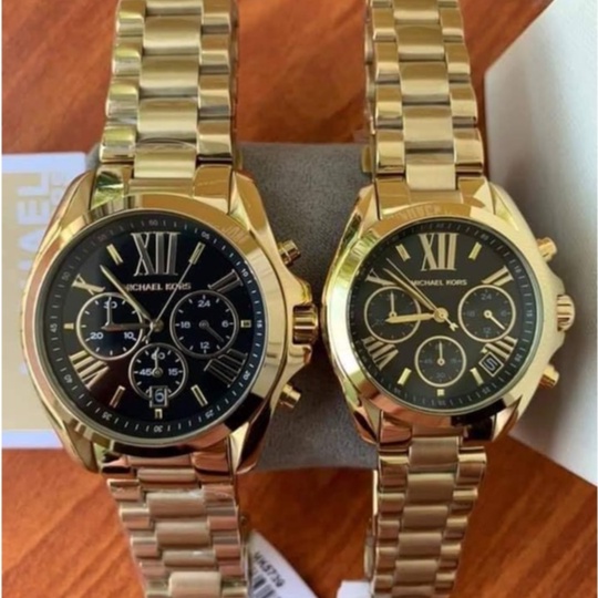 Michael kors black gold watch best sale