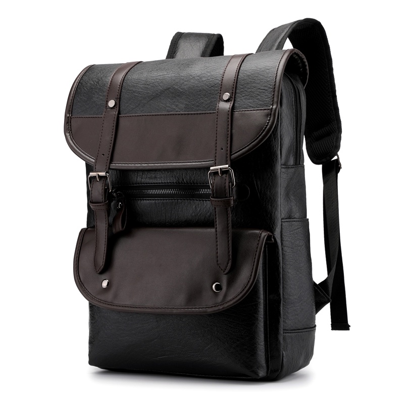 Men PU Backpack Business Casual Waterproof Bag School Bag Laptop Bags ...