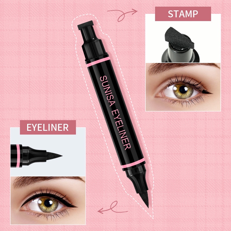SUNISA 1PCS Double Head Waterproof Eyeliner Pen Cat Eye Winged Eye