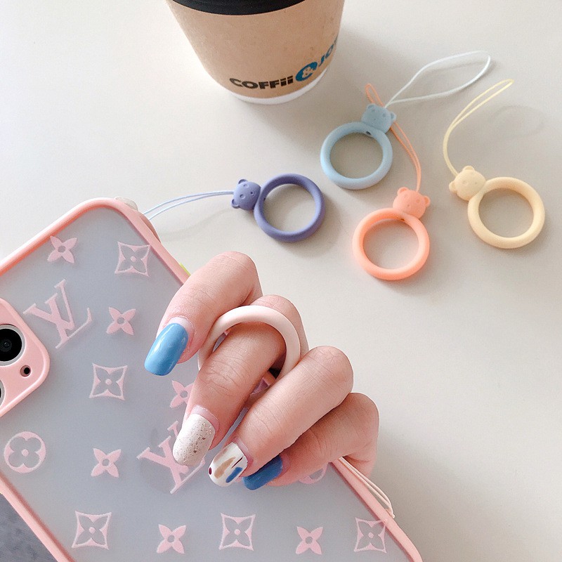 Silicone Bear Finger Ring Mobile Phone Straps with Hanging Rope Cell Phone  Decor Accessories Clearance Sale