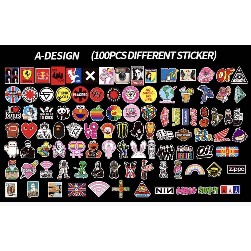 xs009-100pcs non-repetitive graffiti stickers waterproof personality ...