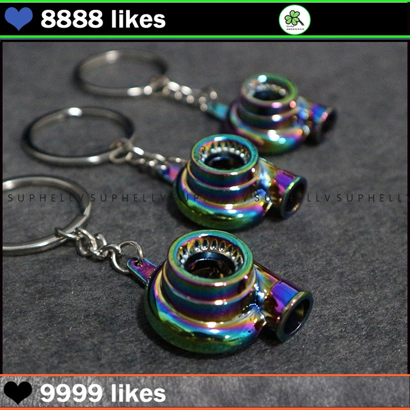 JDM Mini Turbo Turbocharger Keychain Spinning Turbine Key Chain Ring ...