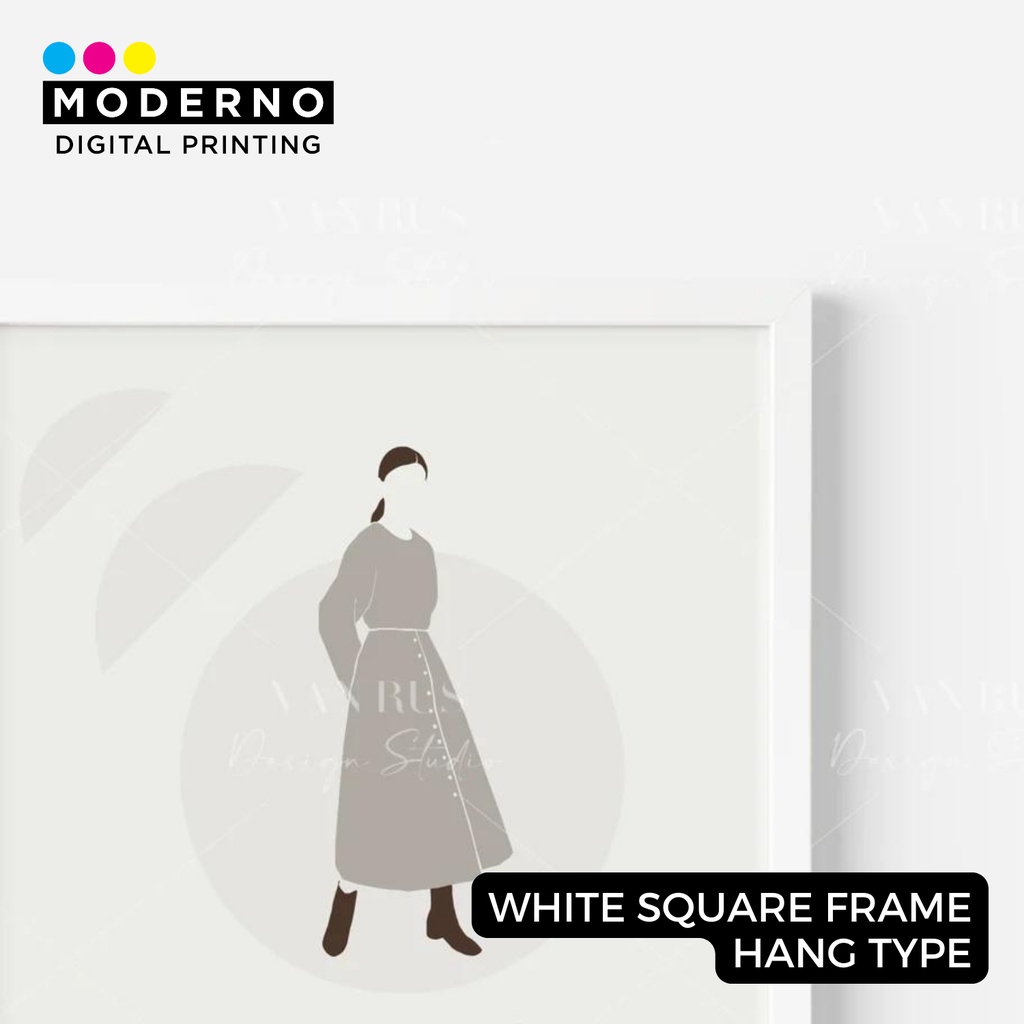 White Square Frame 20x20cm Glass Picture Frames w/ Photo Print Hang