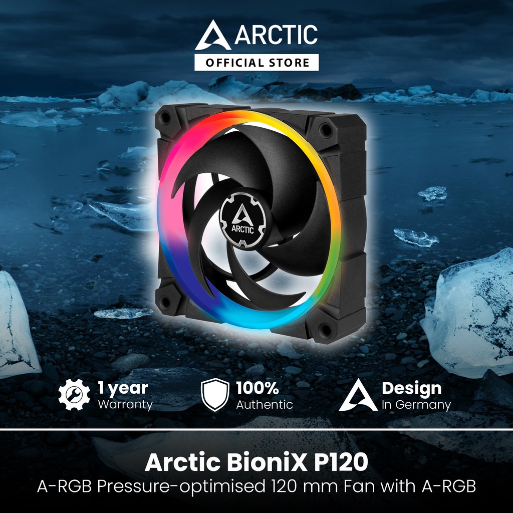 ARCTIC BioniX P120 A-RGB Ventilateur PC 120mm PWM - Haute Pression Statique Refroidissement Silencieux