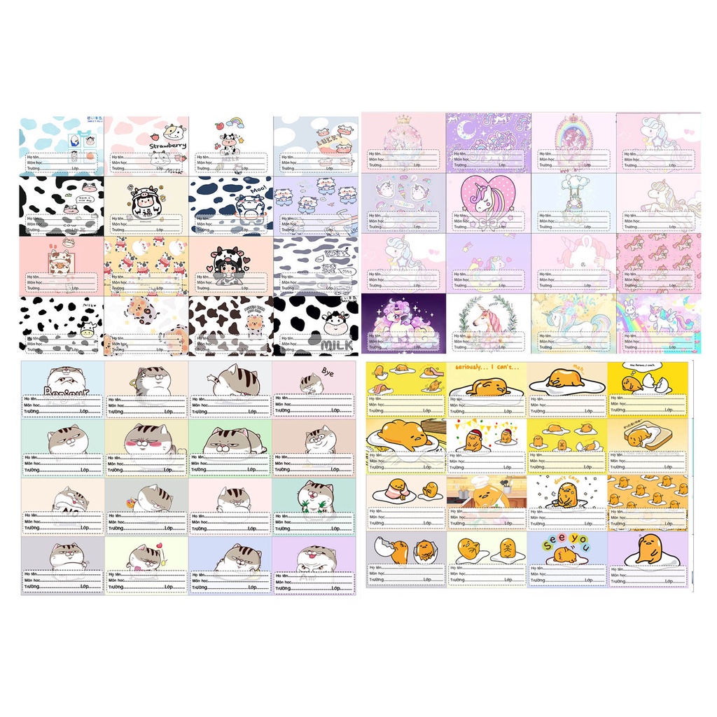 Cute notebook labels molang faceless dairy dinosaur shin pony...many ...