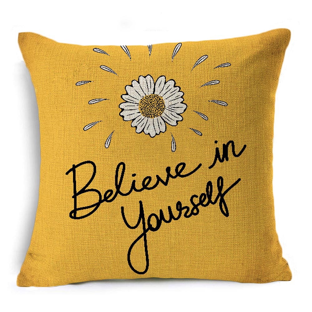 Linen Throw Pillow Case Yellow Series Cushion Cover For Home Decor