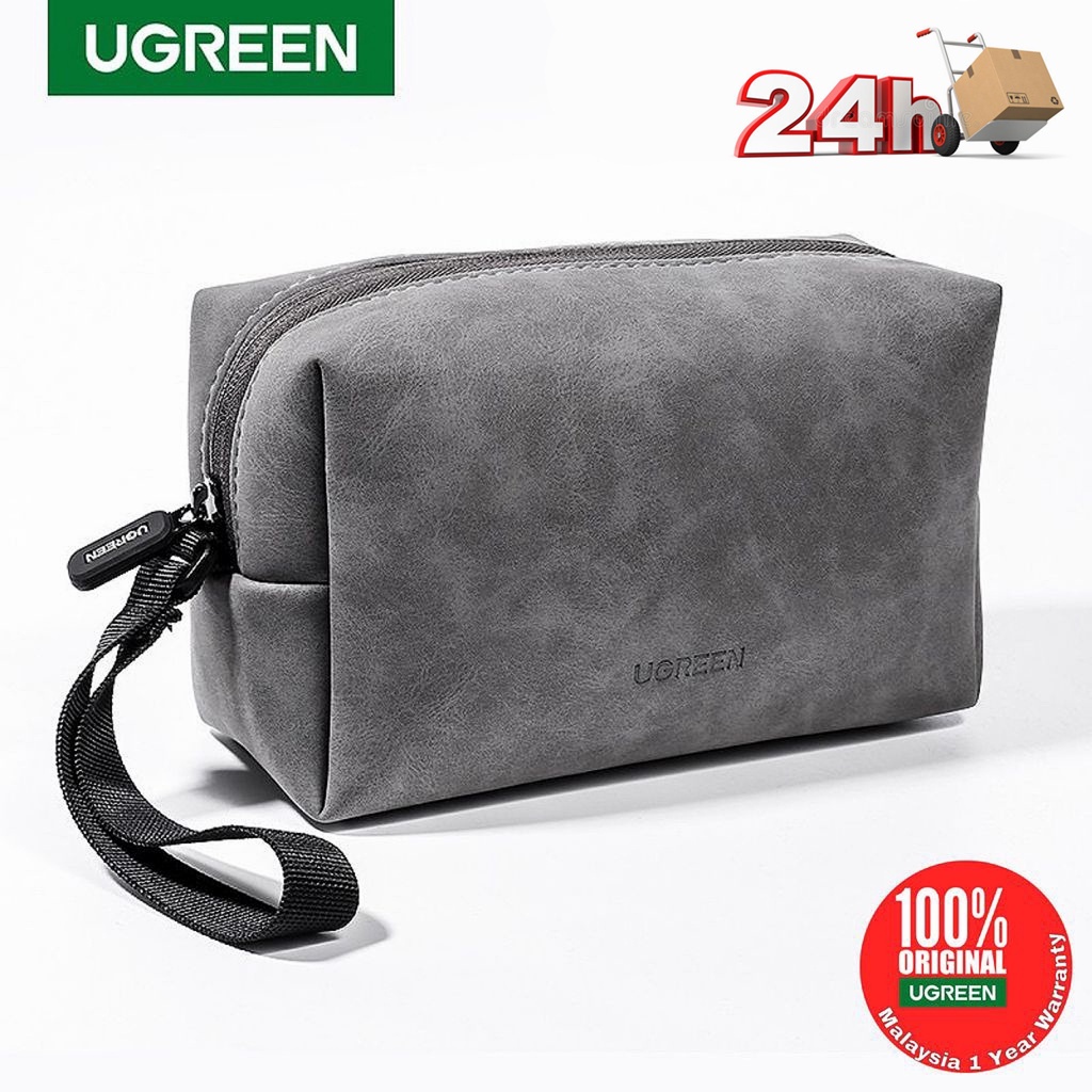 UGREEN Leather Organizer Bag Earphone USB Cable Digital Accessories Bag Cell Phones Charger