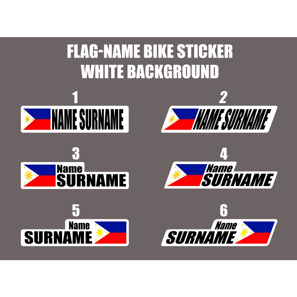 2pcs Flag Name Bike Sticker WHITE (customize) Shopee Philippines