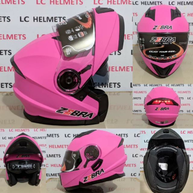 ZEBRA MATTE PINK MODULAR HELMET LED BACKLIGHT Shopee Philippines