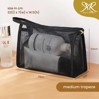 Mesh Travel Pouch Black Organizer Cosmetics Makeup Bag Toiletries Beauty  Nylon No Logo 5 sizes