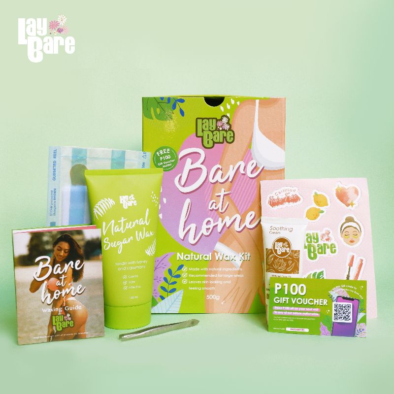 Bare at Home Natural Hair Removal Wax (Lay Bare DIY Waxing Kit for face ...