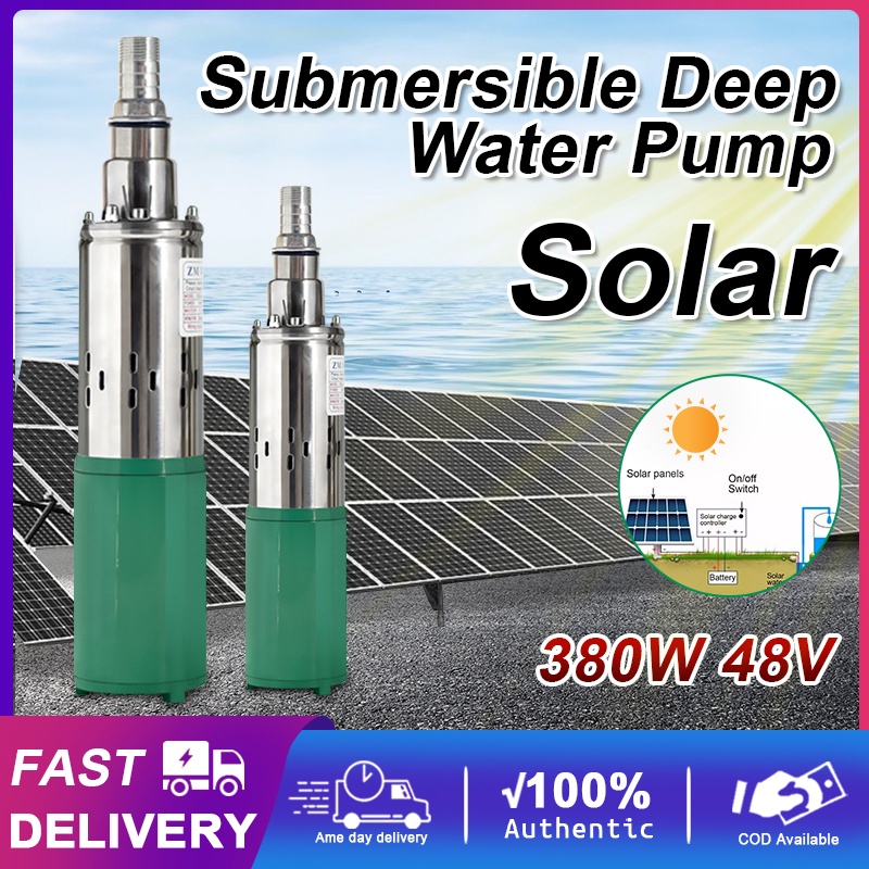 IMeshbean 3" DC 24V Solar Deep Well Submersible Pump – 607GPH, 173ft Head, Stainless Steel, 260W