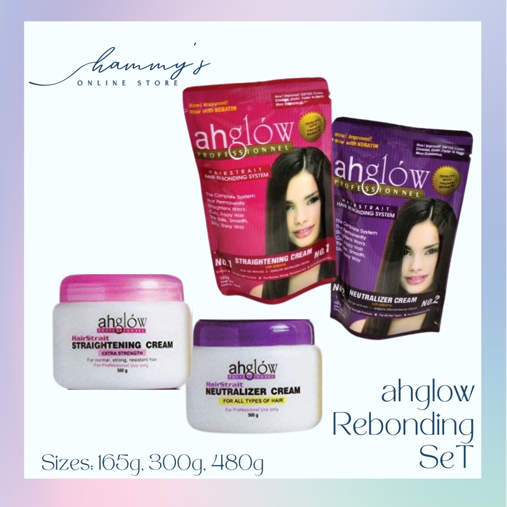 Ahglow Professional Hair Rebonding Cream Set 300g Shopee Philippines