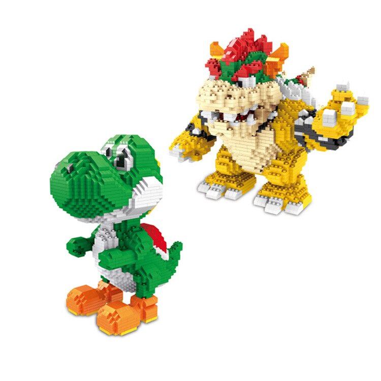 ZMS Cartoon Peach Mario Mini Blocks Yoshi King Bowser Nanoblock Koopa ...