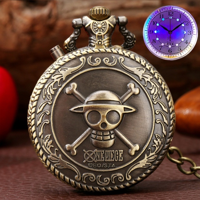 TIEDAN Luminous LED Pocket Watch Cartoon Anime One Piece Pocket