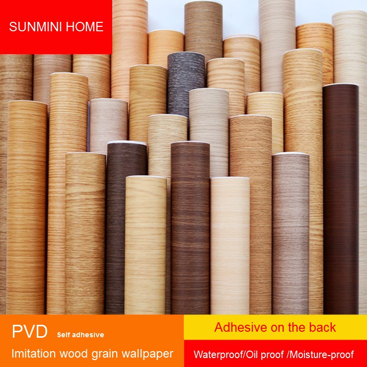 PVC waterproof sticker 3D thicken self adhesive wood grain wallpaper ...