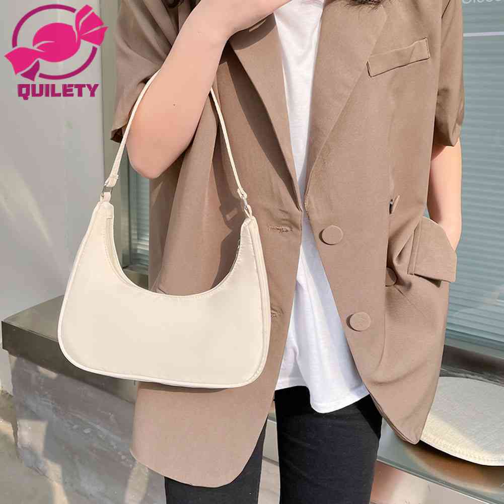 Fashion Women Pure Color Underarm Hobos Bags Top handle Handbag Beige Shoulder Bags for Women