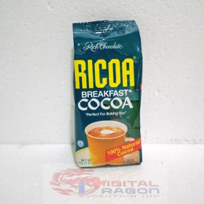 Ricoa Breakfast Cocoa, 80g, Powdered Milk