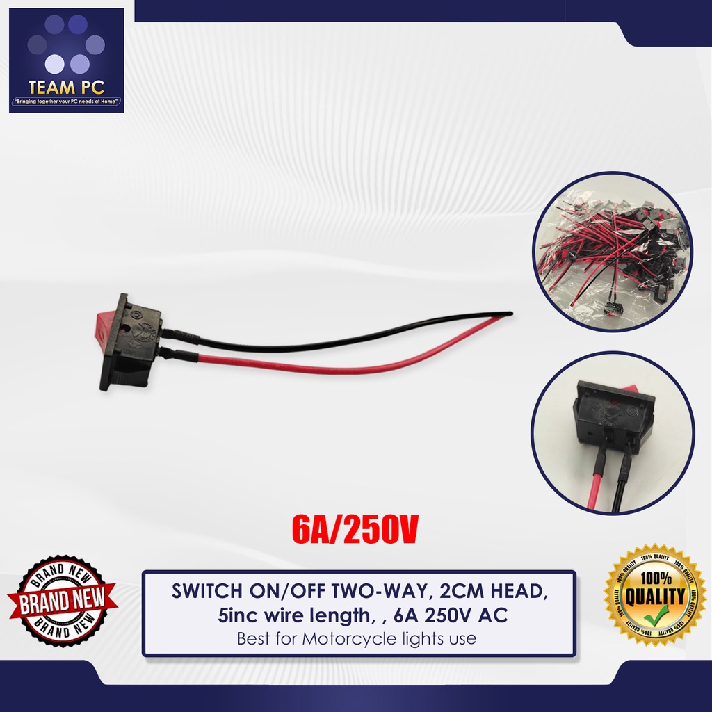 SWITCH ON/OFF TWO-WAY, 2CM HEAD, 5inc wire length, , 6A 250V AC, Best ...