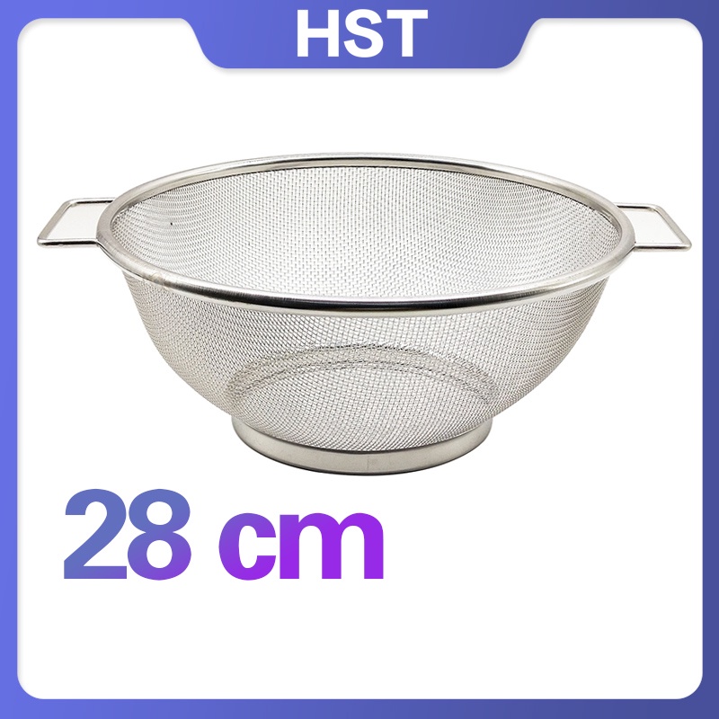 28cm Stainless Steel Fine Mesh Strainer Bowl Drainer Vegetable Sieve 