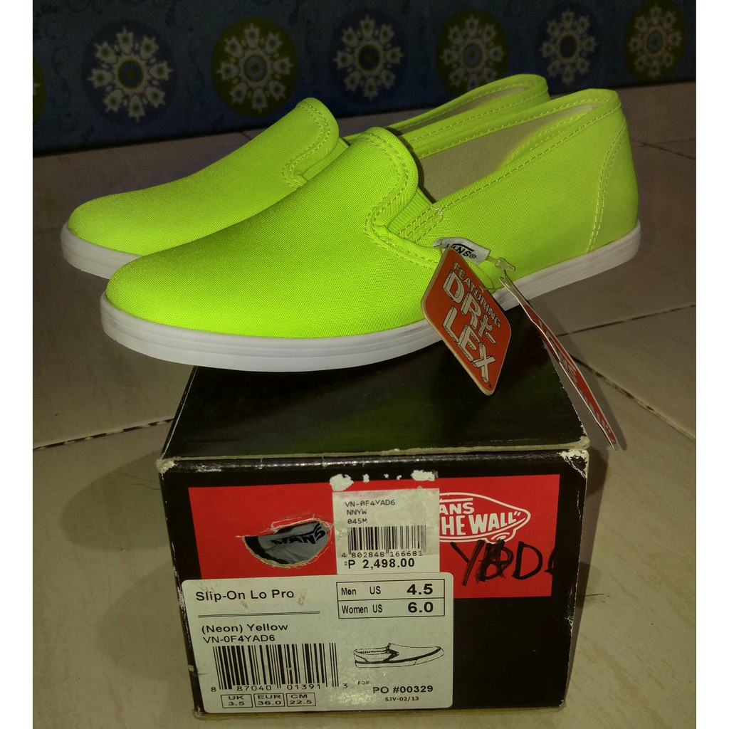 Bright yellow vans slip on sale ons