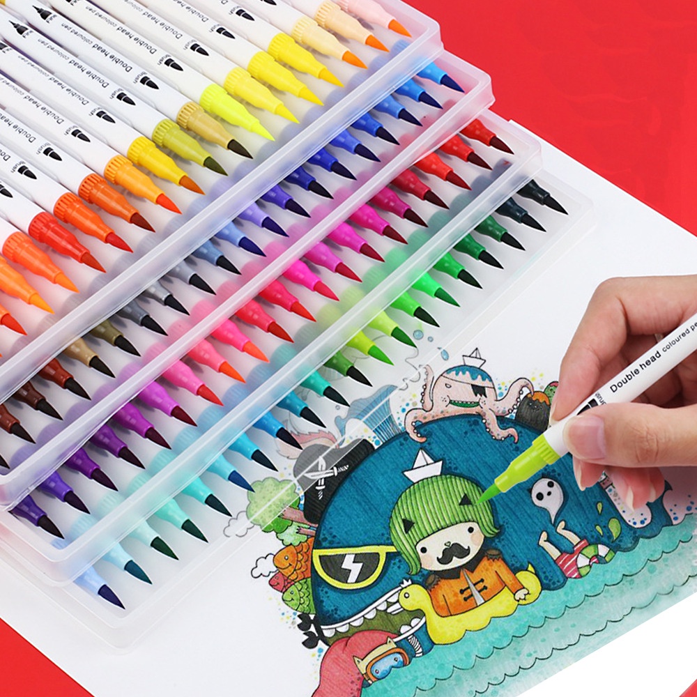 Watercolor Pen Dual Tip Markers Brush Pen For Calligraphy Painting  36/60/100/120 Colors Set Art Supplies - Temu