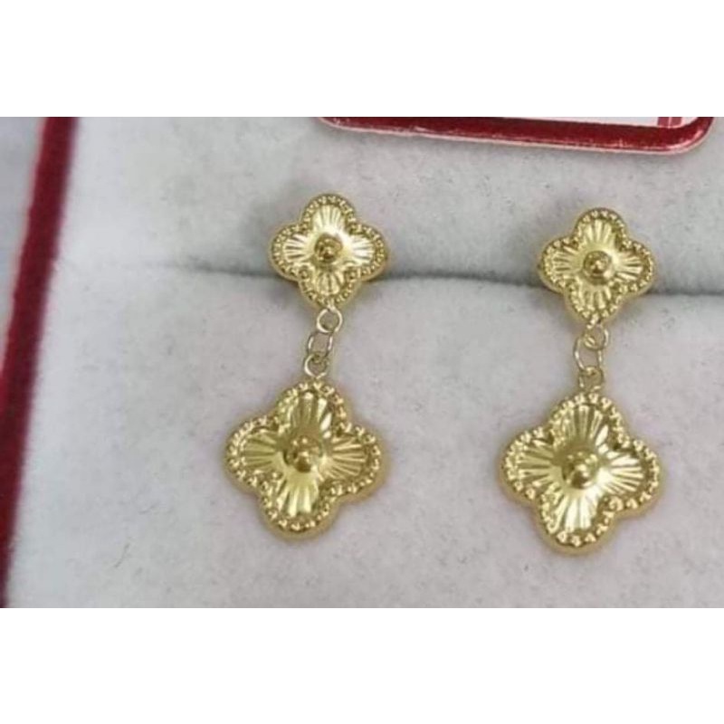 18K Saudi Gold VCA DANGLING EARRINGS ️ PAWNABLE & COD Shopee Philippines