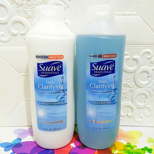 Suave 887mL Daily Clarifying CGM Conditioner Shampoo Family Size
