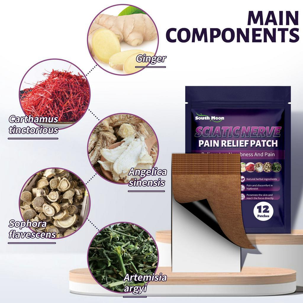 Product image South Moon Natural Sciatic Nerve Pain Relief Patch 12pcs/pack Relieve Leg Numbness Lower Back Joint Inflammation Pain Stickers Reduce Hip Waist Discomfortable Pads 4