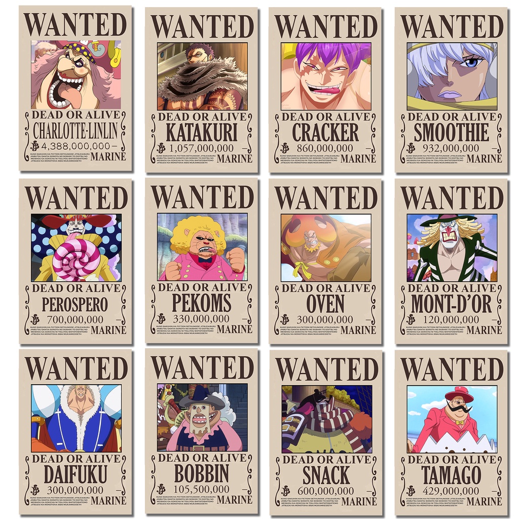 12 pcs/set One Piece BIG MOM Pirates YONKO Linlin Katakuri Smoothie