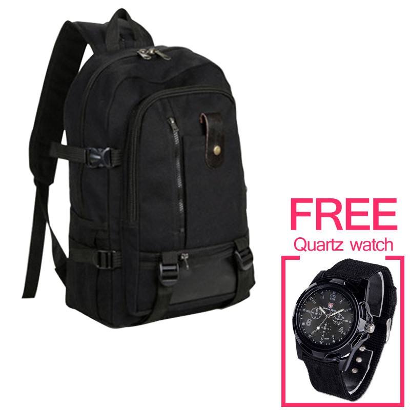 Fashion Canvas for Student Backpack&Free Braided Strap Watch | Shopee ...
