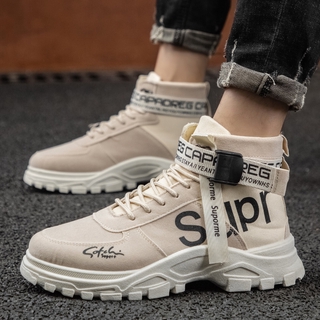 SUPREME Retro fashion boots Men High top Martin boots Canvas Sneakers SUP fashion outdoor running shoes sports shoes Kasut Shopee Philippines