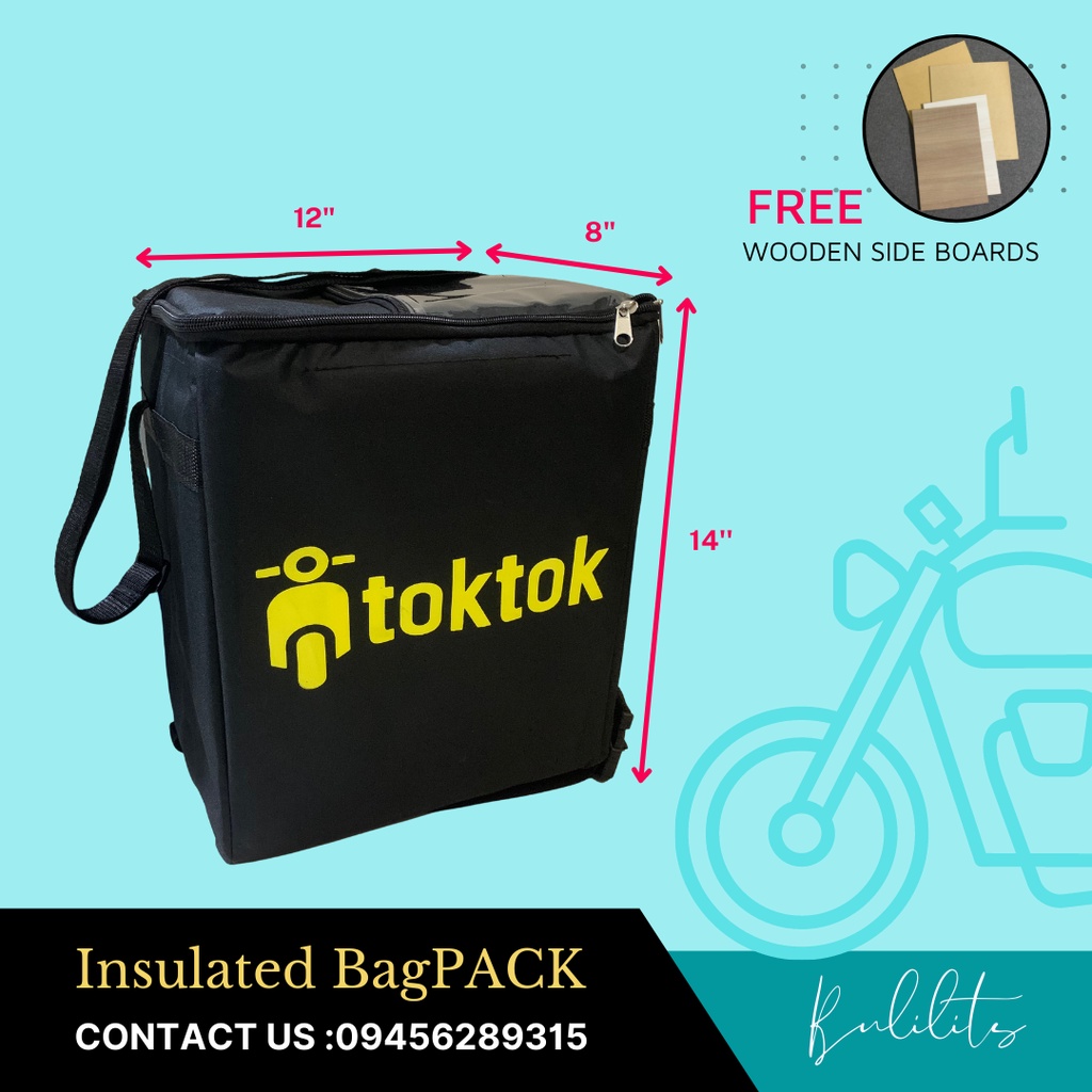 TOKTOK BACKPACK 12X8X14 SETS INSULATED DELIVERY BAG Shopee Philippines