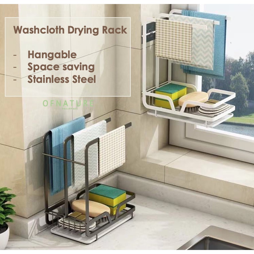 OFNATURE Kitchen Organizer Towel Washcloth Drying Rack Hanger Soap