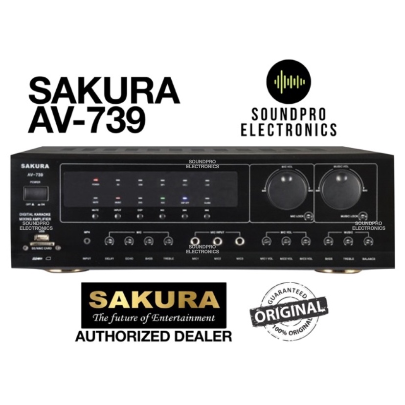 Sakura AV-739 Digital Karaoke Mixing Amplifier 750W / 1400W | Shopee